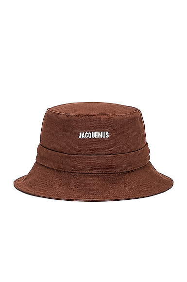 Jacquemus Le Bob Gadjo Cotton Logo Bucket Hat In Brown