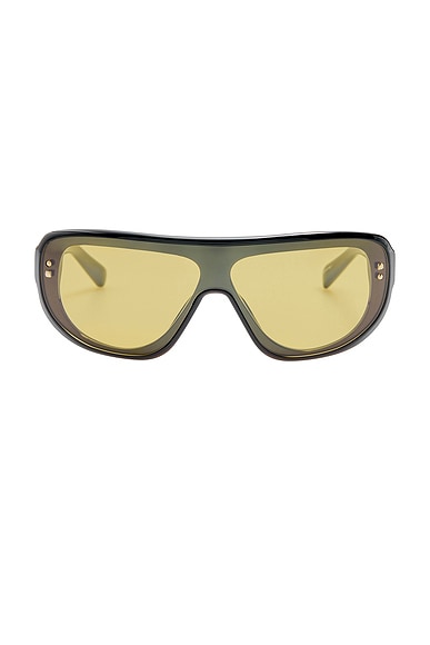 JACQUEMUS Square Sunglasses in Black, Light Gold, & Yellow