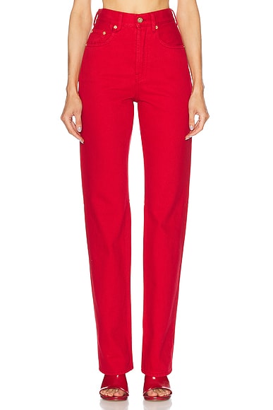 JACQUEMUS Le De-Nimes Droit in Red