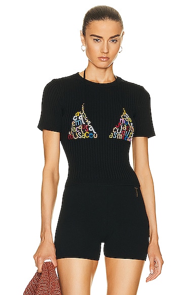 Jacquemus La Maille Bikini Top In Nero