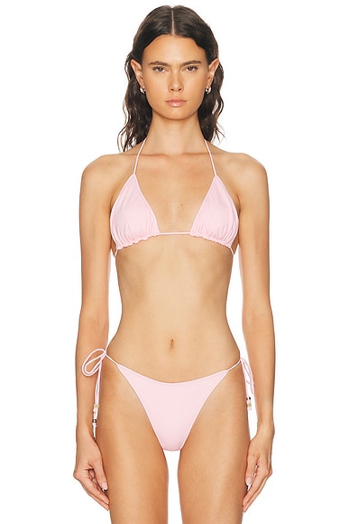JACQUEMUS Le Haut De Plage Triangle Bikini Top in Pink