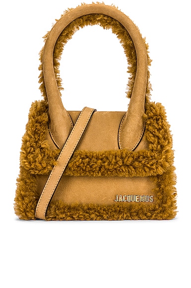 Jacquemus Le Chiquito Moyen Bag In Light Khaki Shearling | ModeSens