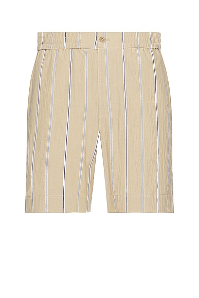 Shop Simkhai Sebastian Yarn Dye Stripe Shorts In Khaki