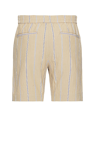 Shop Simkhai Sebastian Yarn Dye Stripe Shorts In Khaki