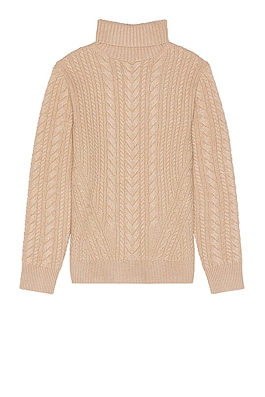 SIMKHAI Ajax Turtleneck Cable Sweater in Driftwood