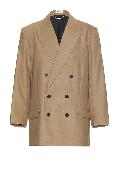 SIMKHAI George Oversized Double Breasted Jacket in Dark Cashmere