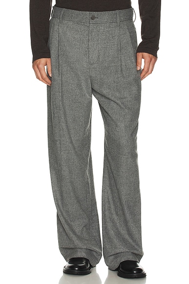 SIMKHAI Falcon Pleated Wide Leg Trouser in Charcoal Melange