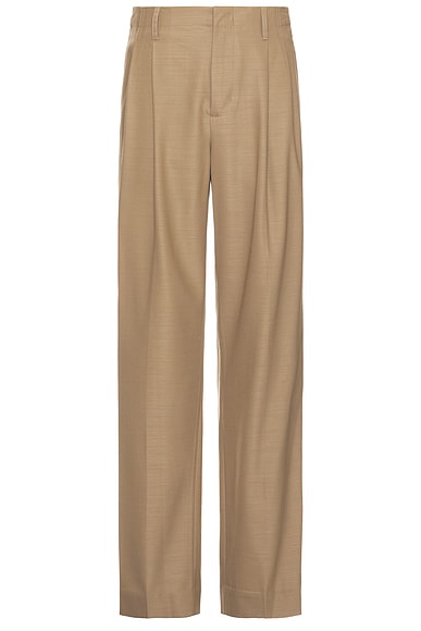SIMKHAI Porter Double Pleat Wide Leg Pants in Dark Cashmere