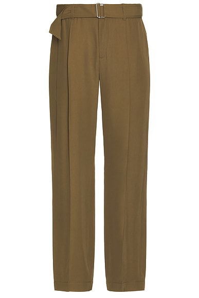 SIMKHAI Elvis Pleated Pull On Trousers in Olive