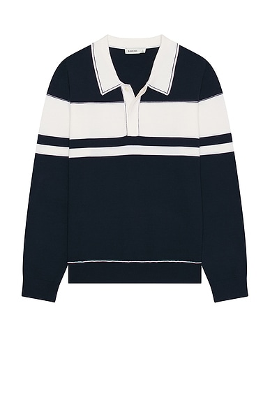 SIMKHAI Louis Striped Popover in Midnight Ivory