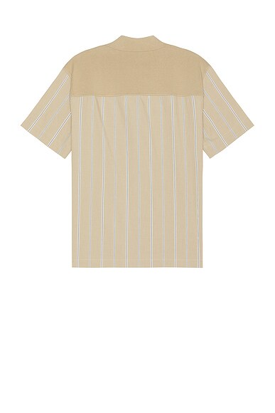 Simkhai Justin Yarn Dye Stripe Shirt In Khaki