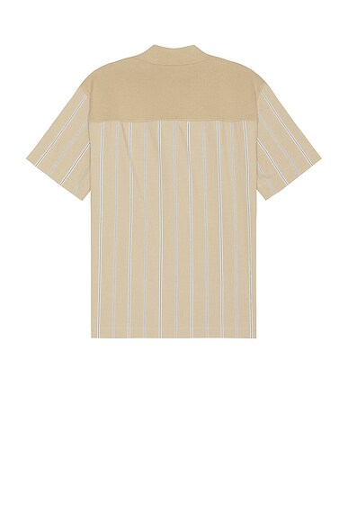 Shop Simkhai Justin Yarn Dye Stripe Shirt In Khaki