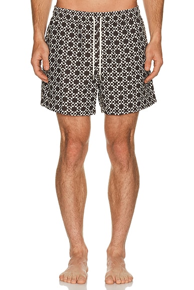 SIMKHAI Malachi Swim Shorts in Chocolate Ivory