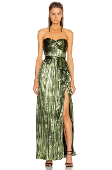 JONATHAN SIMKHAI METAL PLISSÉ STRAPLESS GOWN,JSIM-WD196