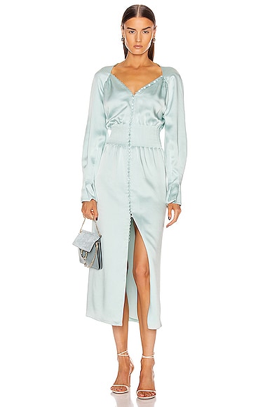 Jonathan Simkhai Seraphina Hammered-satin Midi Dress In Light Blue ...