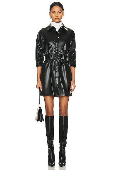 Ashby Vegan Leather Mini Shirt Dress