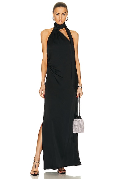 Simkhai Vittoria Draped Scarf Dress In Black