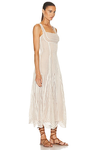 Shop Simkhai Gianetta Midi Dress In Natural White