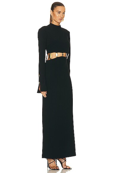 Simkhai Gloria Crepe Cutout Gown In Black