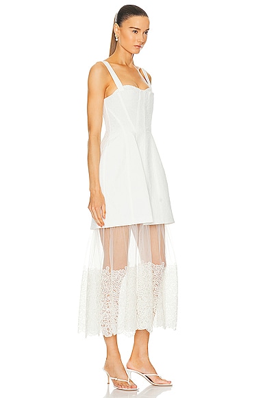 Simkhai Callan Bustier Midi Dress Ivory 0 In Ivory