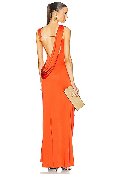 SIMKHAI Tommy Open Back Gown in Flame
