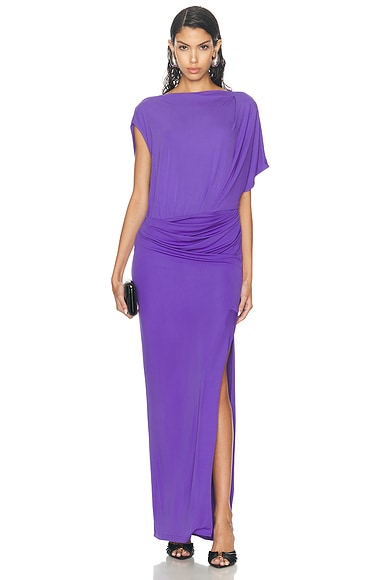 SIMKHAI Hollins Asymmetric Cape Gown in Ultraviolet