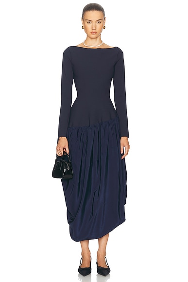 SIMKHAI Angela Combo Midi Dress in Midnight