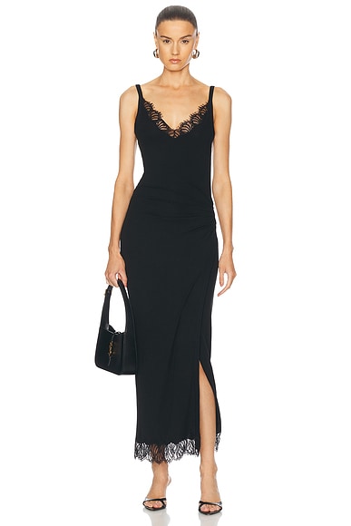 SIMKHAI Yulia Draped Midi Dress in Black