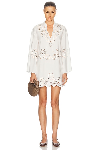 SIMKHAI Sarina Long Sleeve Mini Dress in White