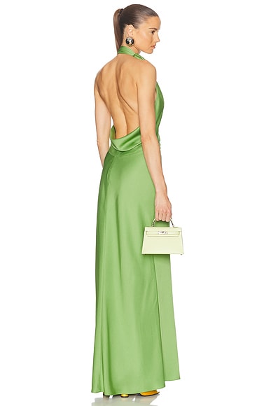 SIMKHAI Reannon Draped Gown in Deep Peridot