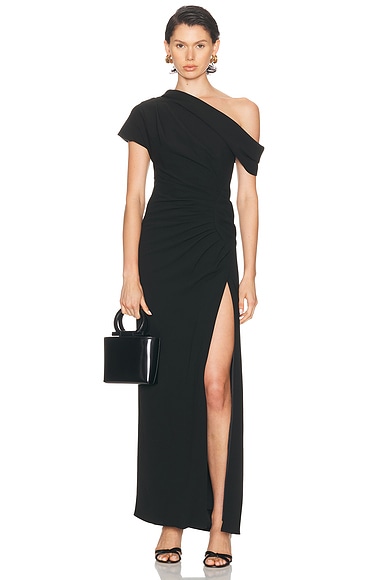 SIMKHAI Kally Draped Midi Dress in Black