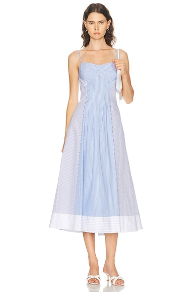 SIMKHAI Chamberlain Midi Dress in Periwinkle Multi Stripe