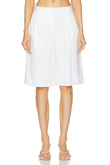 Pleated Long Short in White