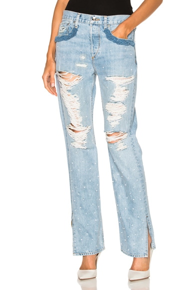 Distressed Beaded Jeans