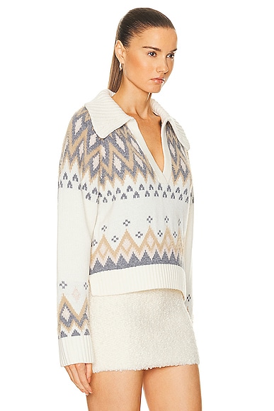 Shop Simkhai Clarence Polo Pullover Sweater In Vory Multi