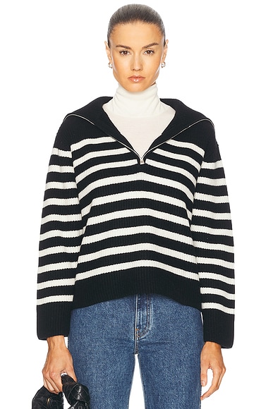 SIMKHAI Landry Sweater in Black Ivory Stripe