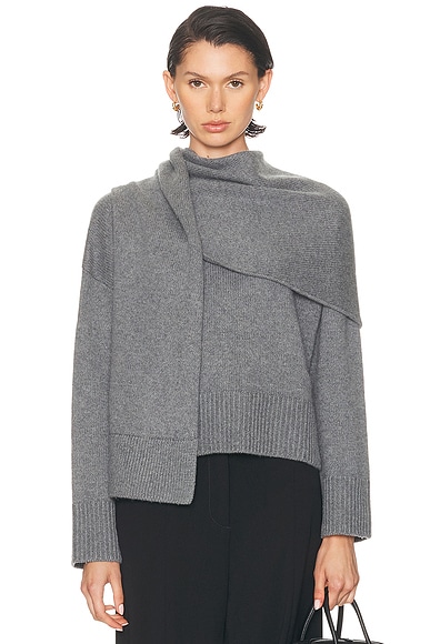SIMKHAI Elson Scarf Sweater in Heather Grey