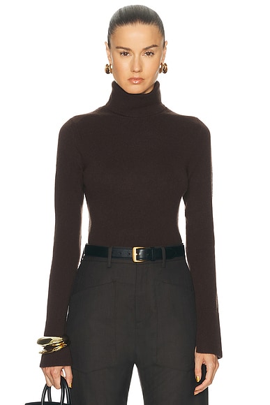 SIMKHAI Fenwick Turtleneck Sweater in Chocolate