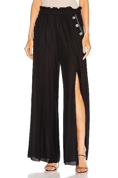 Piped High Waisted Wide Leg Pant