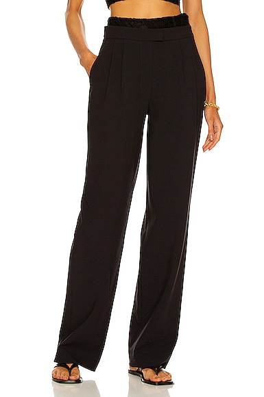 Jonathan Simkhai Nyla Lace Corseted Pant In Black Modesens