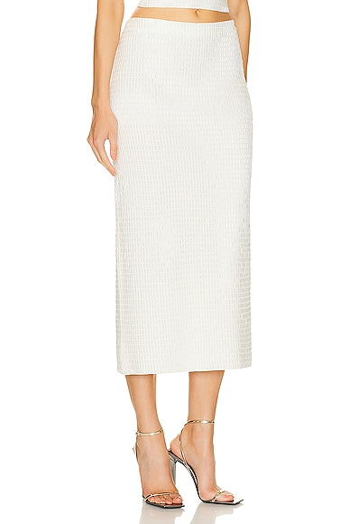 Shop Simkhai Ellison Midi Skirt In Ivory