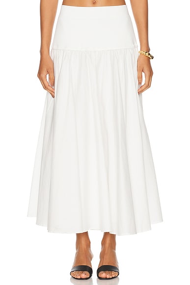 SIMKHAI Stella Maxi Skirt With Knit Yoke in White