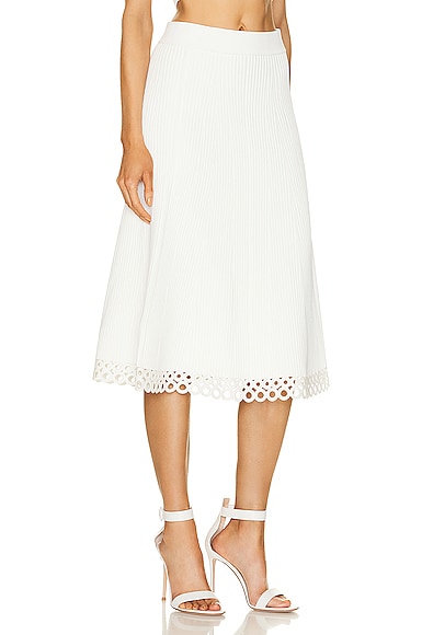 Shop Jonathan Simkhai Livina Crochet Rings Midi Skirt In White
