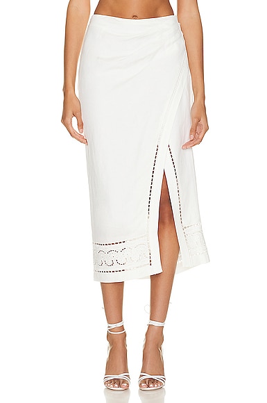 Justine Scarf Embroidered Linen Skirt