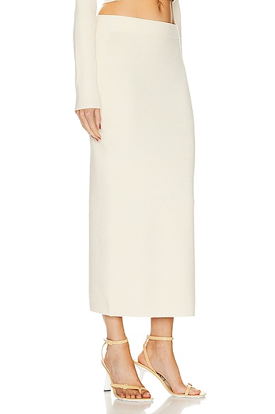 Shop Simkhai Verina Midi Pencil Skirt With Slit In Natural White