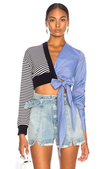 Knit Oxford Wrap Top