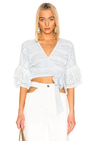 Mixed Knit Lace Wrap Top