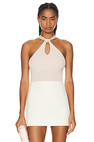 Simkhai Andrea Halter Tank Top In Ivory In Egret