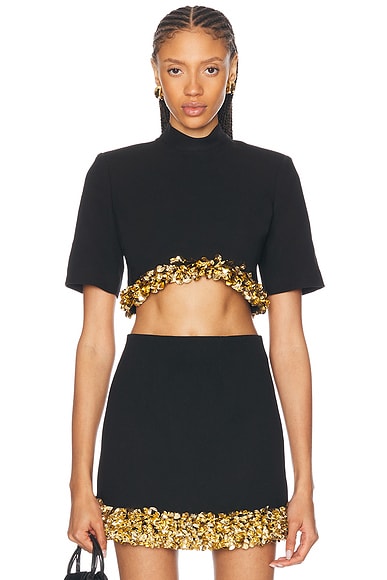 SIMKHAI Jalen Cropped Top in Black