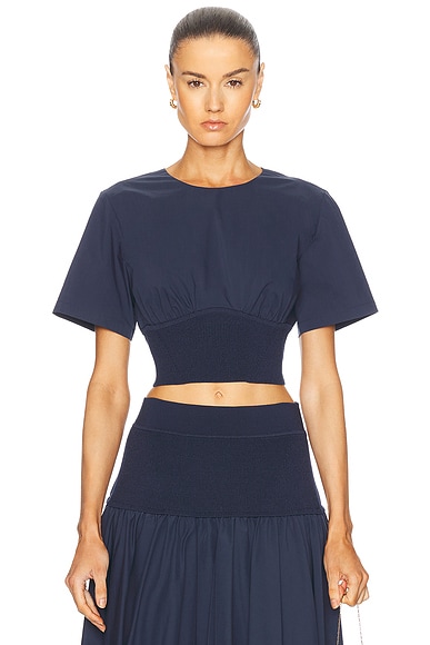 SIMKHAI Adair Crewneck Crop Top in Midnight